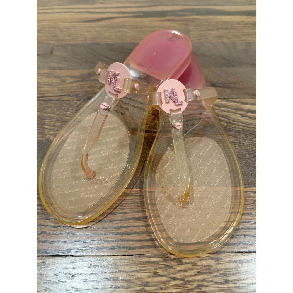 Karl Lagerfeld Paris Wylda Jelly Sandals‎ Translucent Pink Clear TPU KL Logo 7M
